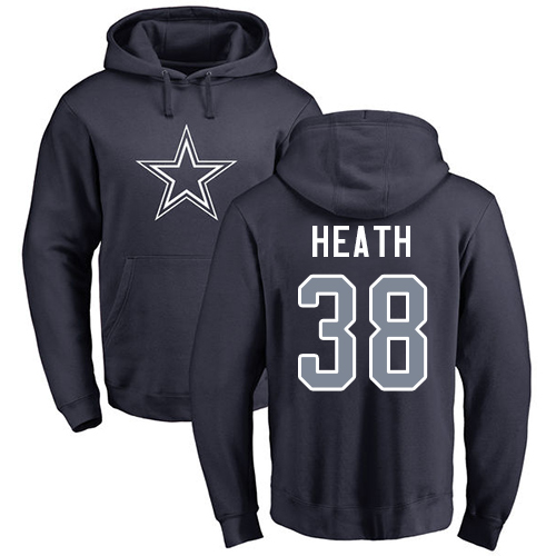 Men Dallas Cowboys Navy Blue Jeff Heath Name and Number Logo #38 Pullover NFL Hoodie Sweatshirts